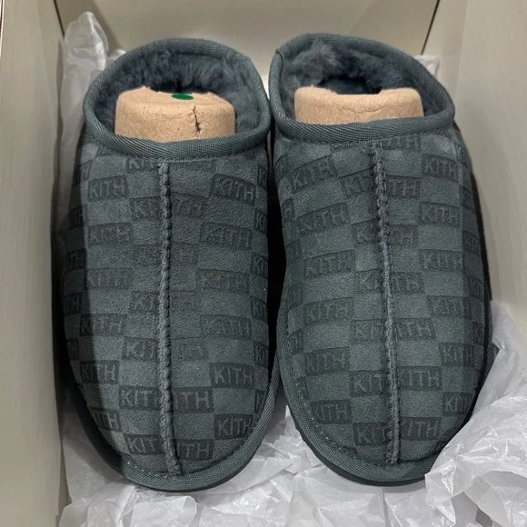 BNIB Kith Monogram Patterned Shearling Slippers - Picture 1 of 4